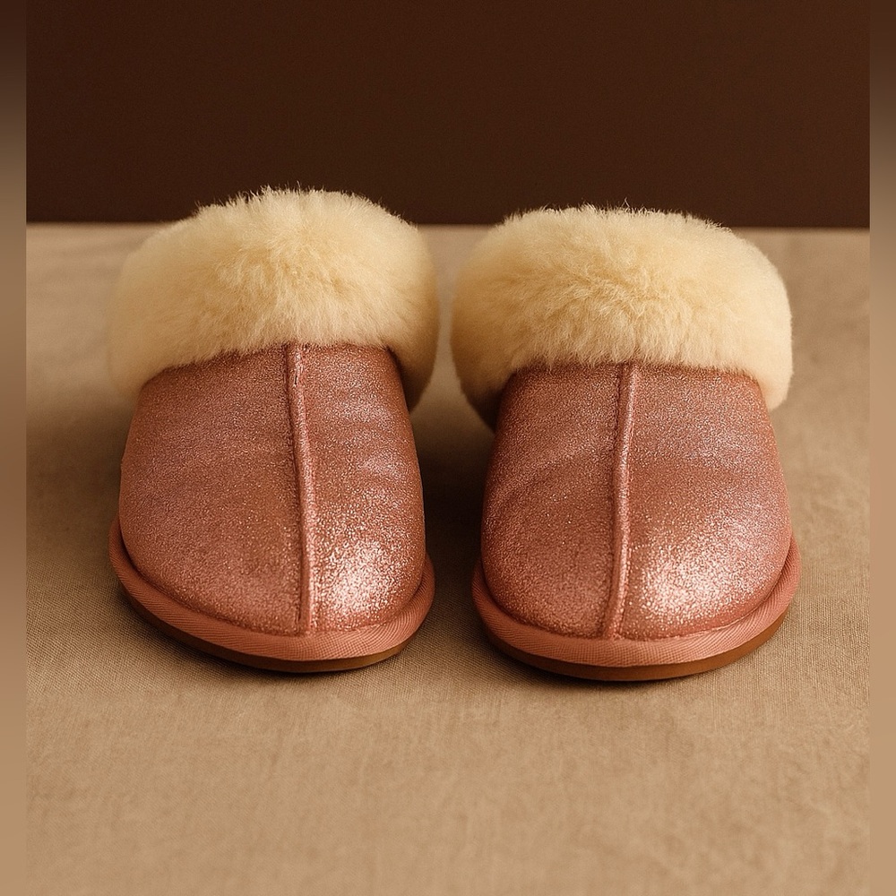 UGG Pink Slippers with Cream‎ Fur Lining